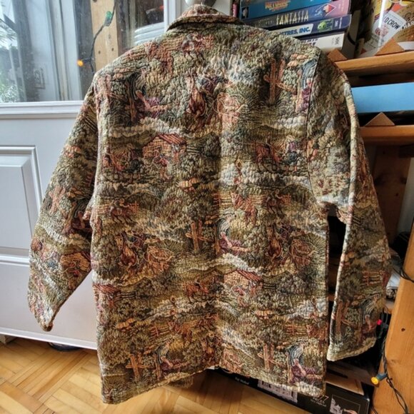 Vintage Cowboy woven pattern tapestry jacket size xl - Picture 2 of 8